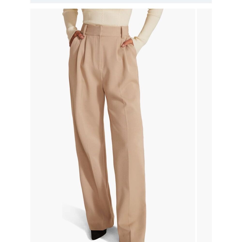 Favorite Daughter The Favorite Pants beige pleated wide leg trousers $218